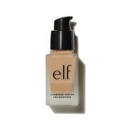 e.l.f cosmetics open bottle of semi-matte flawless finish foundation in the color toffee for pink light skin undertones.