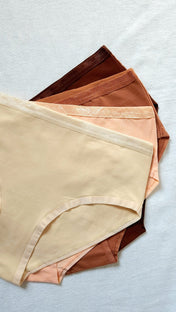 Women's eco-friendly organic cotton panties in skin tone colors.