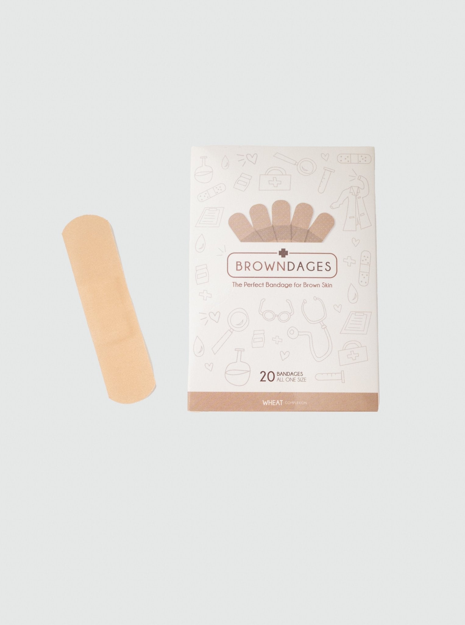 Warm beige-colored bandages by Browndages for tanned skin and body parts.